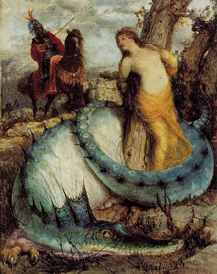 Arnold Bocklin Angelika von einem Drachen bewacht oder Angelica und Ruggiero Spain oil painting art
